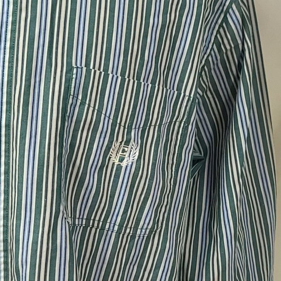 Chaps Easy Care Mens XXL Green Stripe Long Sleeve Button Up Shirt - Picture 4 of 9